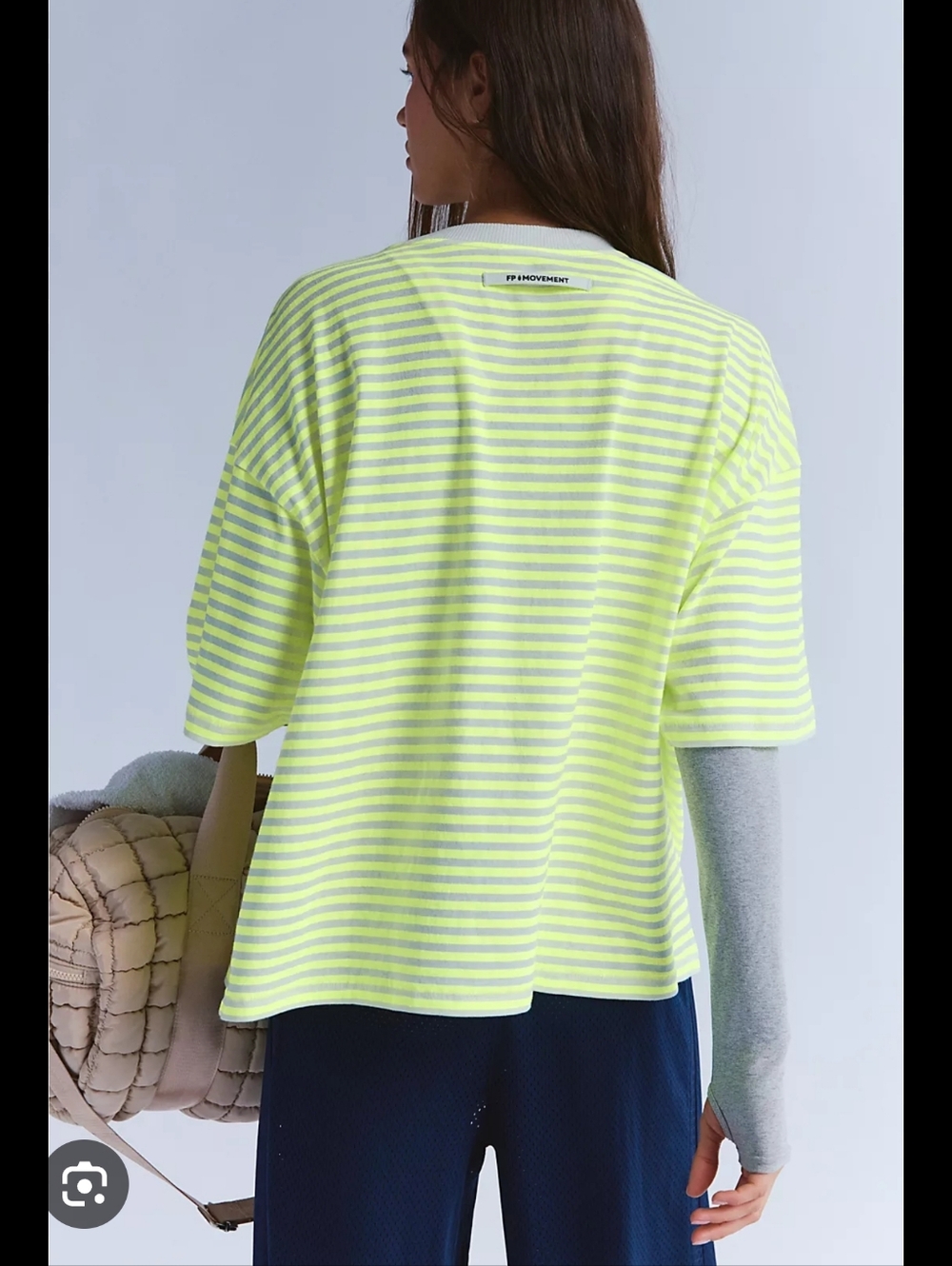 Free People Movement Stripe Tackle T-Shirt Boxy Tee Womens Medium Oversized